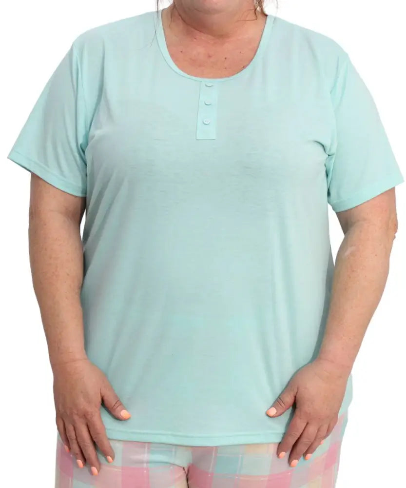 Ladies Plain Button PJ Tee