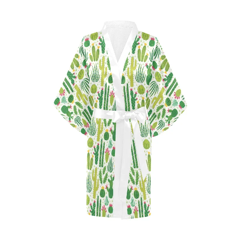 Cactus pattern copy Women's Short Kimono Robe