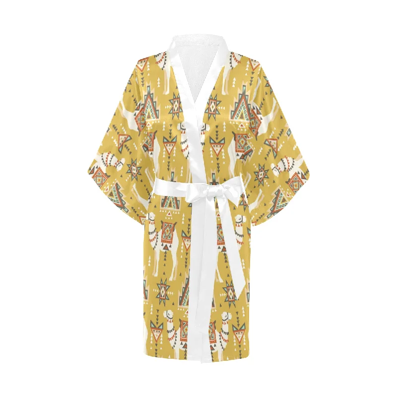 Camels ethnic motif pattern Women's Short Kimono Robe