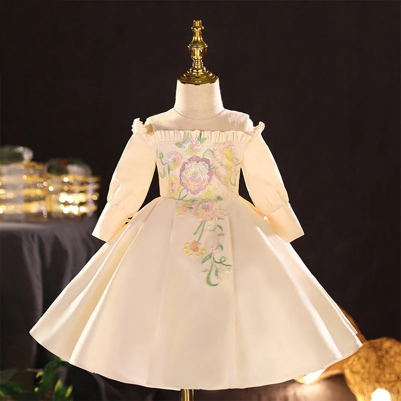 Baby Girl Dress Toddler Prom Dress Birthday Party Embroidered Puffy Baptism Dress