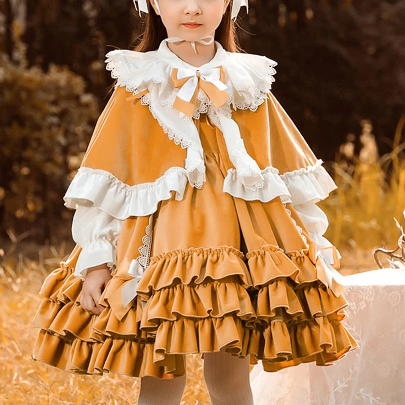 Baby Girl Dress Little Girl Party Elegant Lolita Velvet Fluffy Princess Dress