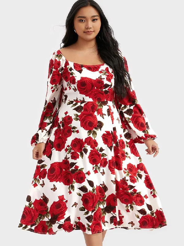 Floral Printing Split Dress