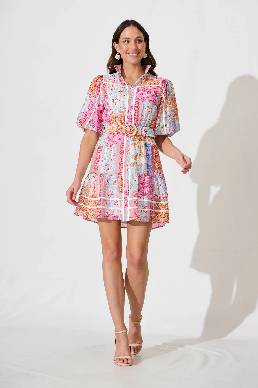 Raveena Shirt Dress In Patchwork Multi